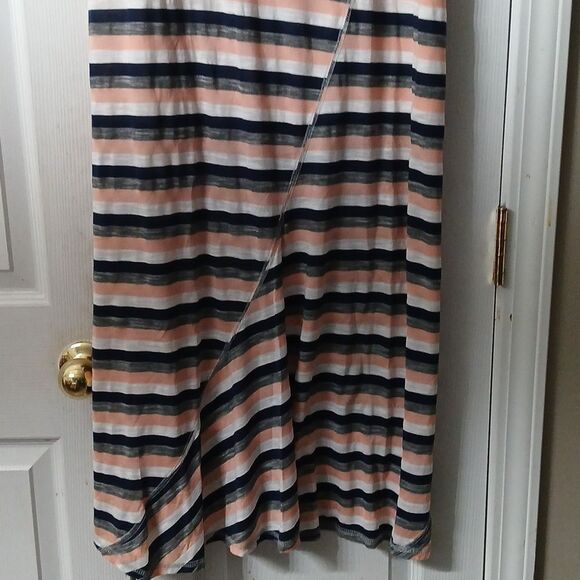 WallpapHer  navy peach white striped pullon maxi skirt  Sz M NWOT - Picture 6 of 9